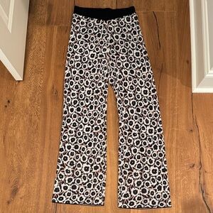 Diane von Furstenberg Wide Leg Knit Pants – Black/White Floral – Size S NWT